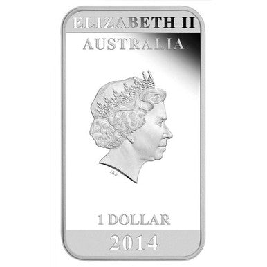 2014 $1 Vintage Travel Australia 1oz Silver Proof Rectangle Shaped Coin