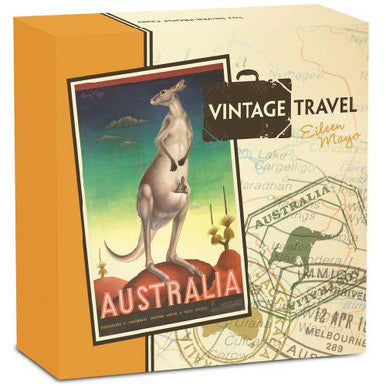 2014 $1 Vintage Travel Australia 1oz Silver Proof Rectangle Shaped Coin
