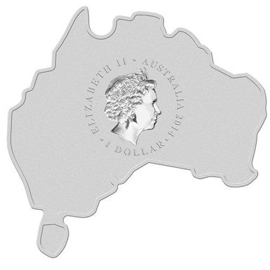2014 $1 Australian Map Shaped Crocodile 1oz Silver Coin