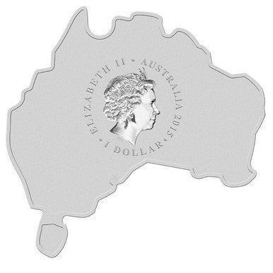 2015 $1 Australian Map Shaped Wedge Tailed Eagle 1oz Silver Coin