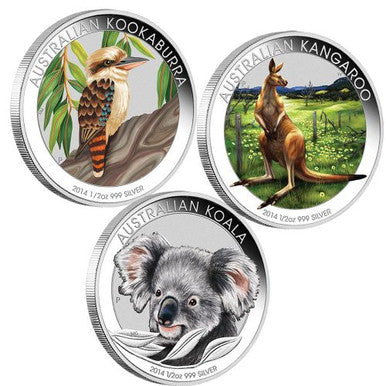 2014 Australian Outback 1/2oz Silver Coloured Proof 3 Coin Set