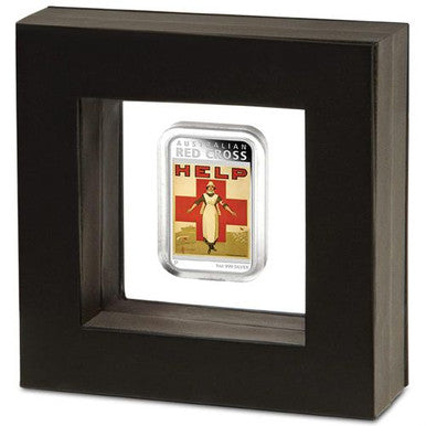 2015 $1 Australian Posters of World War I Red Cross 1oz Silver Coloured Proof Rectangle Shaped Coin