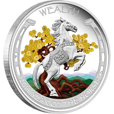 Tuvalu 2014 $1 Lunar Good Fortune Year of The Horse Wealth & Wisdom 1oz Silver Proof 2 Coin Set
