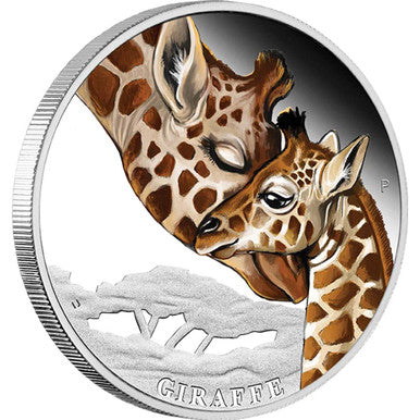 Tuvalu 2014 50c Mother's Love Giraffe 1/2oz Silver Coloured Proof Coin