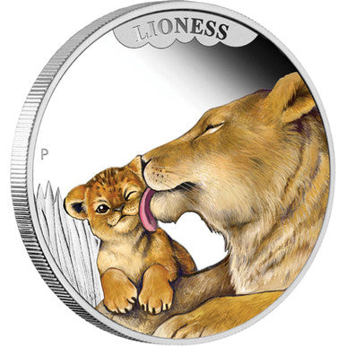 Tuvalu 2014 50c Mother's Love Lioness 1/2oz Silver Coloured Proof Coin