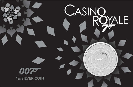 Tuvalu 2023 $1 James Bond 007 Casino Royale Chip 1oz Silver Uncirculated Coin
