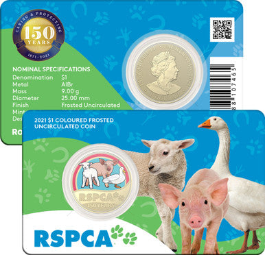 2021 $1 RSPCA Farm Animals Coloured Frosted Uncirculated Coin