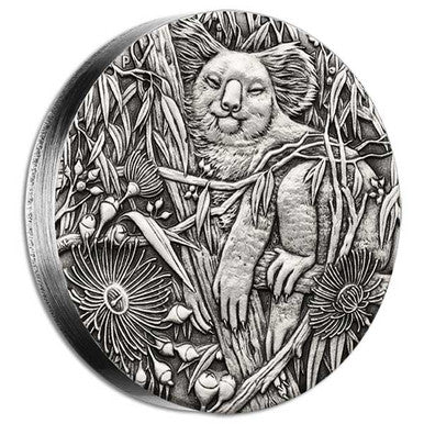 2017 $2 Australian Koala 2oz Silver Antiqued Coin