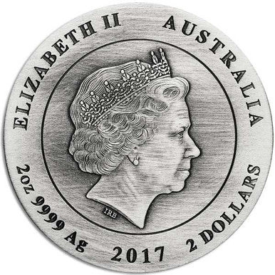 2017 $2 Australian Koala 2oz Silver Antiqued Coin