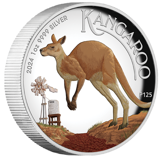 2024 $1 Australian Kangaroo 1oz Silver Coloured High Relief Proof Coin