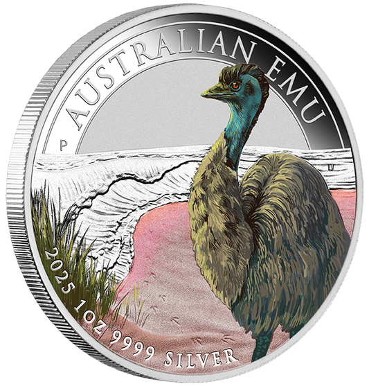 2025 $1 Australian Emu 1oz Silver Coloured Coin