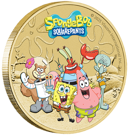 Tuvalu 2025 $1 Spongebob Squarepants and Friends Coloured Uncirculated Coin