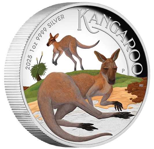 2025 $1 Australian Kangaroo 1oz Silver Coloured High Relief Proof Coin