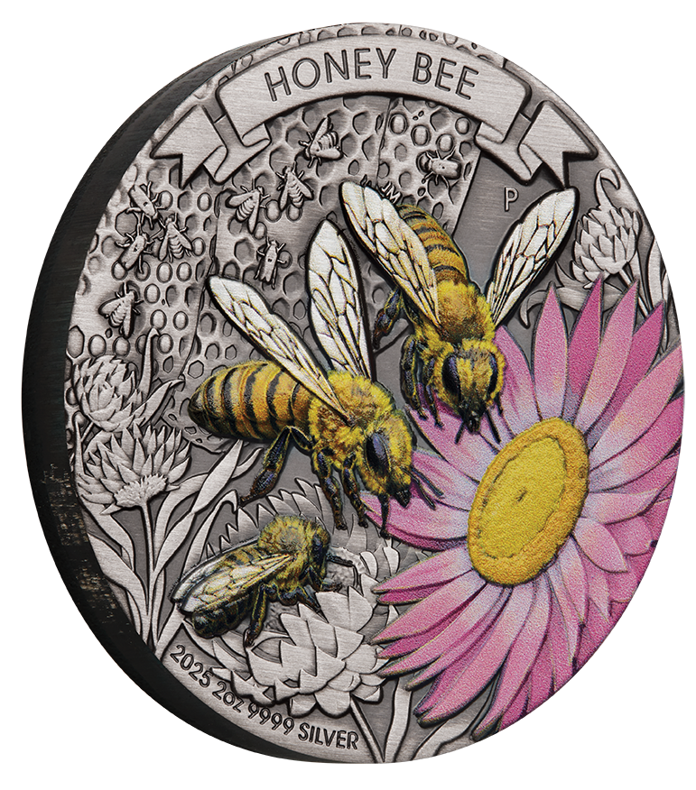 2025 $2 Honey Bee 2oz Silver Coloured Antiqued Coin