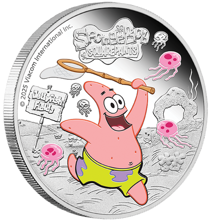 Tuvalu 2025 $1 Spongebob Squarepants Patrick 1oz Silver Coloured Proof Coin