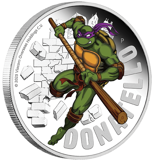 Tuvalu 2025 $1 Teenage Mutant Ninja Turtles Donatello 1oz Silver Coloured Proof Coin