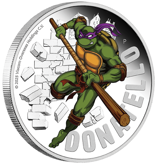 Tuvalu 2025 $1 Teenage Mutant Ninja Turtles Donatello 1oz Silver Coloured Proof Coin