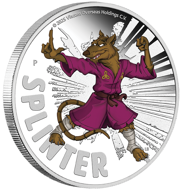 Tuvalu 2025 $1 Teenage Mutant Ninja Turtles Master Splinter 1oz Silver Coloured Proof Coin