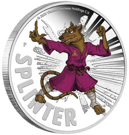 Tuvalu 2025 $1 Teenage Mutant Ninja Turtles Master Splinter 1oz Silver Coloured Proof Coin