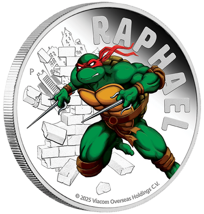 Tuvalu 2025 $1 Teenage Mutant Ninja Turtles Raphael 1oz Silver Coloured Proof Coin