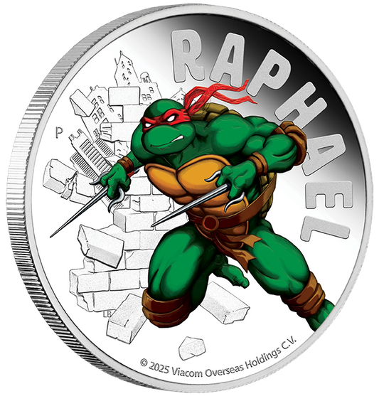 Tuvalu 2025 $1 Teenage Mutant Ninja Turtles Raphael 1oz Silver Coloured Proof Coin
