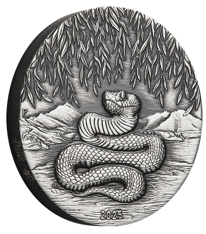 2025 $2 Lunar Year of The Snake 2oz Silver Antiqued Coin
