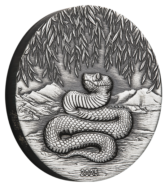 2025 $2 Lunar Year of The Snake 2oz Silver Antiqued Coin