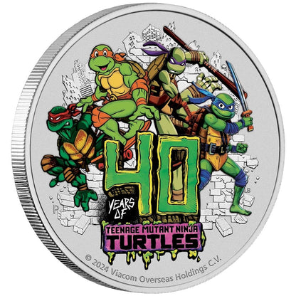 Tuvalu 2024 $1 Teenage Mutant Ninja Turtles 40th Anniversary 1oz Silver Coloured Uncirculated Coin