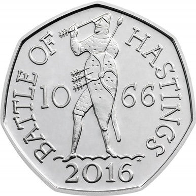UK 2016 50p The 950th Anniversary of The Battle of Hastings Silver Proof Coin (TONED)