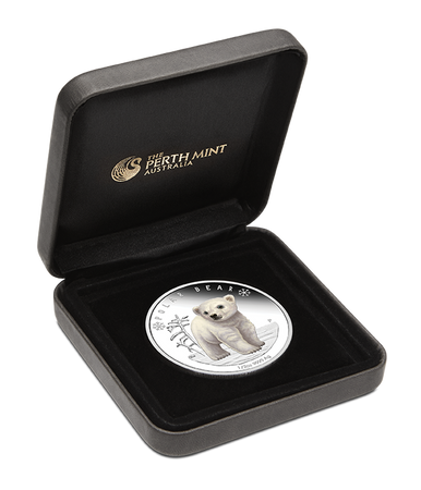 Tuvalu 2017 50c Polar Babies Polar Bear 1/2oz Silver Coloured Proof Coin