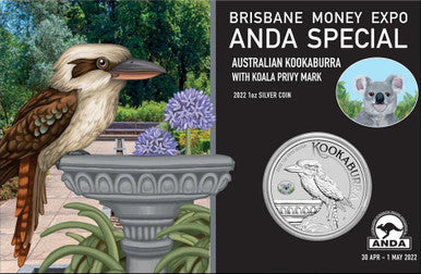 2022 $1 ANDA Brisbane Australian Kookaburra 'Koala' Privy Mark 1oz Silver Uncirculated Coin