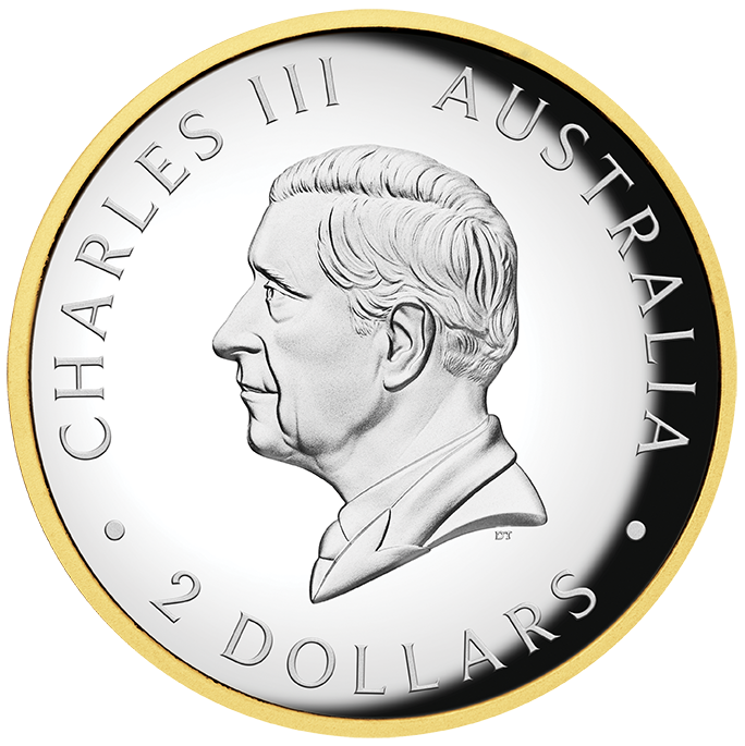 2024 $2 Australian Kookaburra Selectively Gold Plated 2oz Silver High Relief Proof Coin