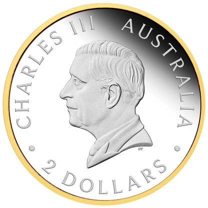 2024 $2 The Perth Mint's 125th Anniversary 2oz Silver Gilded Proof Coin