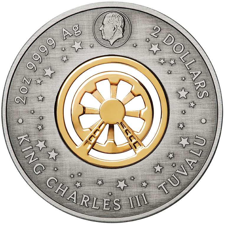 Tuvalu 2025 $2 Ferris Wheel 2oz Silver Antiqued Coloured Coin