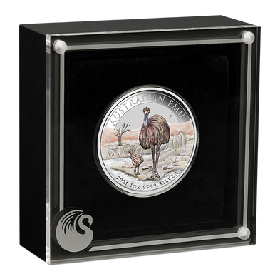 2021 $1 ANDA Melbourne Emu 1oz Silver Coloured Proof Coin