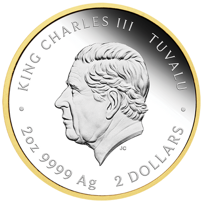 Tuvalu 2024 $2 Spongebob Squarepants 2oz Silver Gilded Proof Coin