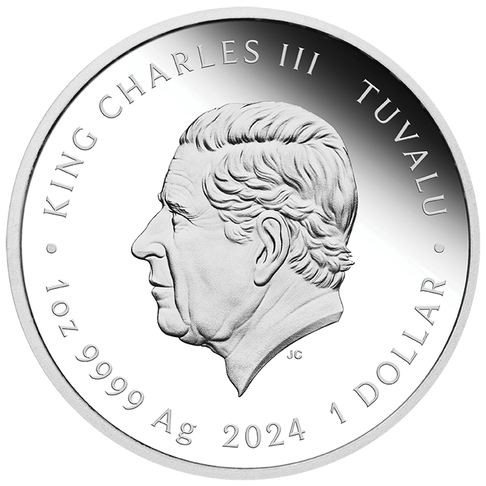 Tuvalu 2024 $1 SpongeBob Squarepants and Gary 1oz Silver Coloured Proof Coin