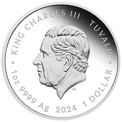 Tuvalu 2024 $1 SpongeBob Squarepants and Gary 1oz Silver Coloured Proof Coin
