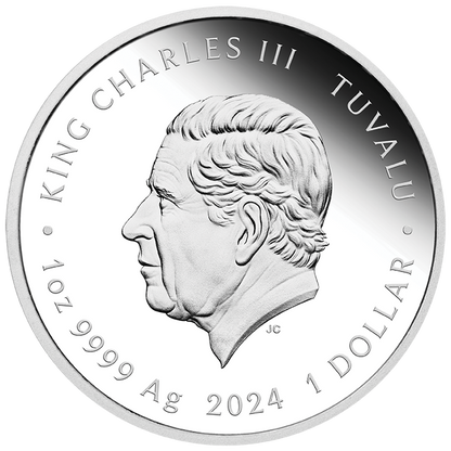 Tuvalu 2024 $1 Teenage Mutant Ninja Turtles Michelangelo 1oz Silver Coloured Proof Coin