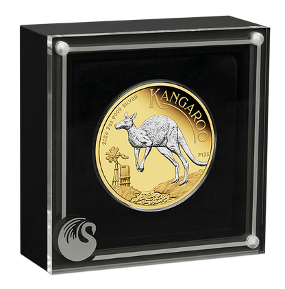 2024 $2 Australian Kangaroo 2oz Silver Reverse Gilded Coin