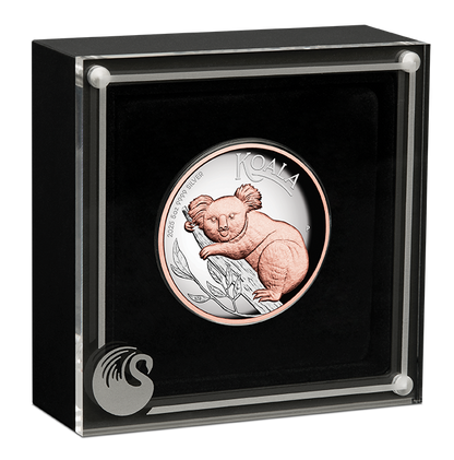 2025 $8 Australian Koala 5oz Silver High Relief Pink Gold Gilded Proof Coin