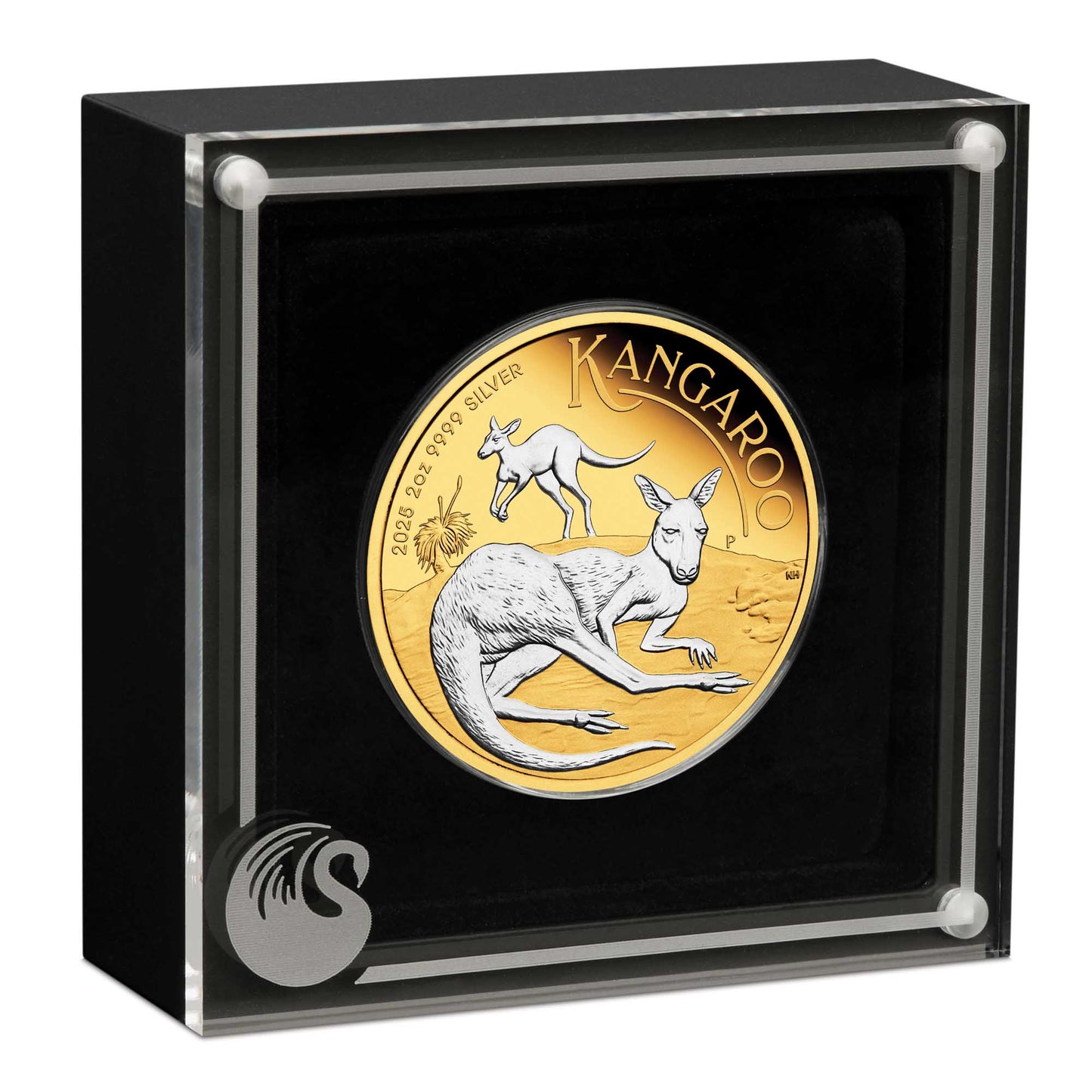 2025 $2 Australian Kangaroo 2oz Silver Reverse Gilded Coin