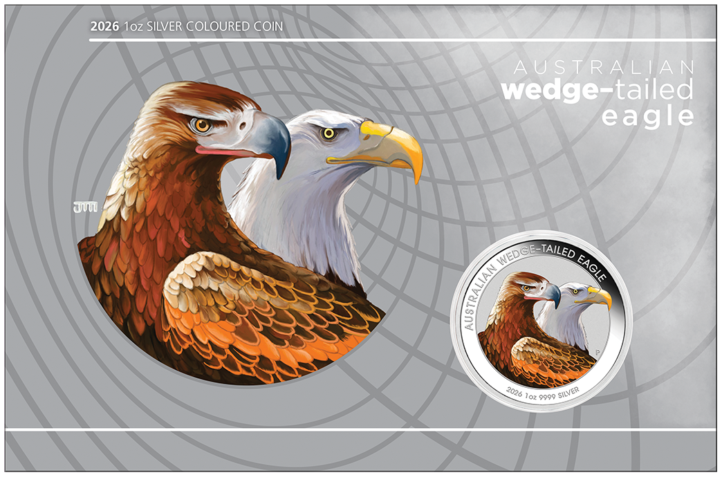 2026 $1 Australian Wedge-Tailed Eagle 1oz Silver Coloured Uncirculated Coin