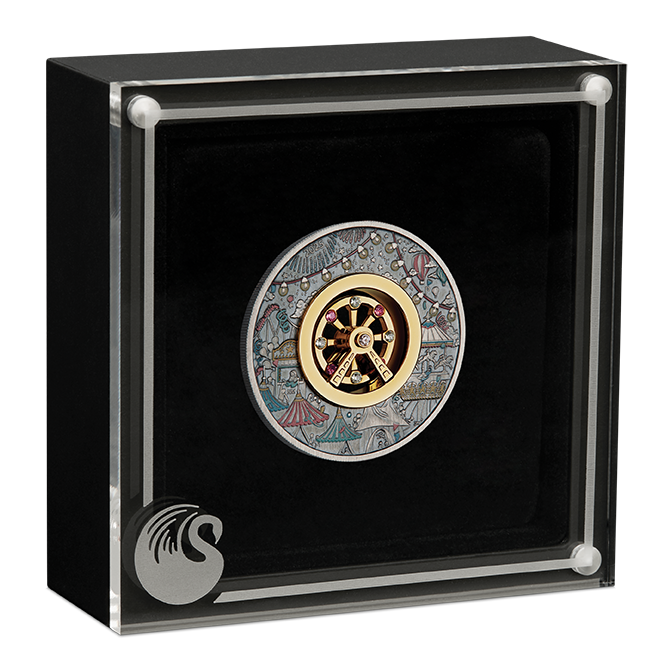 Tuvalu 2025 $2 Ferris Wheel 2oz Silver Antiqued Coloured Coin