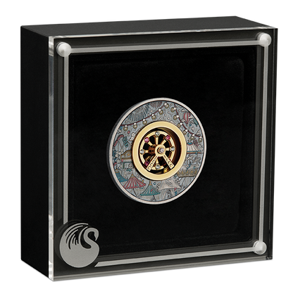 Tuvalu 2025 $2 Ferris Wheel 2oz Silver Antiqued Coloured Coin