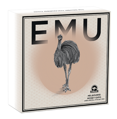 2021 $1 ANDA Melbourne Emu 1oz Silver Coloured Proof Coin
