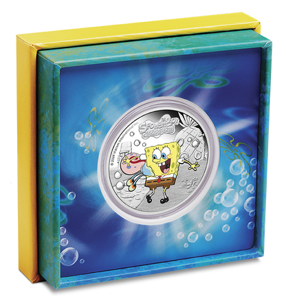 Tuvalu 2024 $1 SpongeBob Squarepants and Gary 1oz Silver Coloured Proof Coin