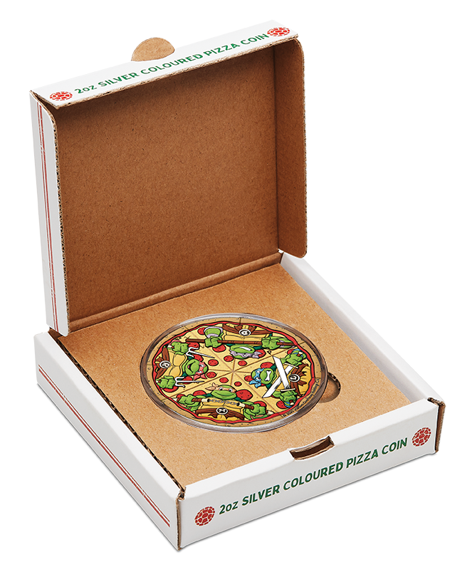 Tuvalu 2025 $2 Teenage Mutant Ninja Turtles 2oz Silver Coloured Pizza Coin
