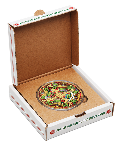 Tuvalu 2025 $2 Teenage Mutant Ninja Turtles 2oz Silver Coloured Pizza Coin