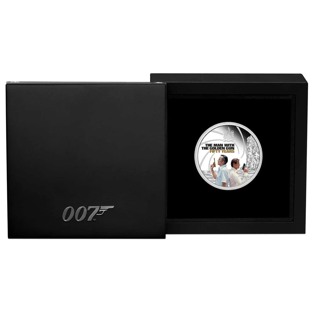 Tuvalu 2024 $1 James Bond 007 The Man With The Golden Gun 50th Anniversary 1oz Silver Coloured Proof Coin